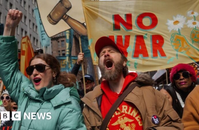 No Kings protesters across the US rally against Donald Trump