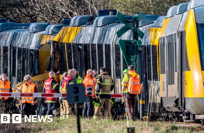 Two trains collide head-on in Denmark, leaving five critically hurt