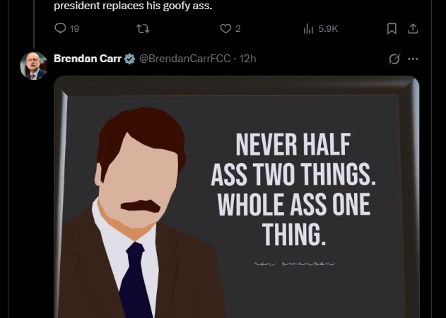 FCC Chairman Responds With Parks and Recs Meme to Critic Calling Him a ‘Whole Bitch’