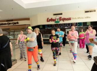 This flashy group of Portland mall walkers puts neon pep into their step : NPR