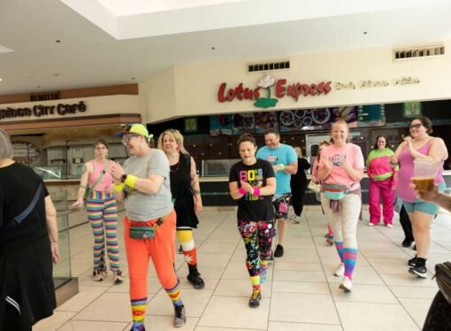 This flashy group of Portland mall walkers puts neon pep into their step : NPR