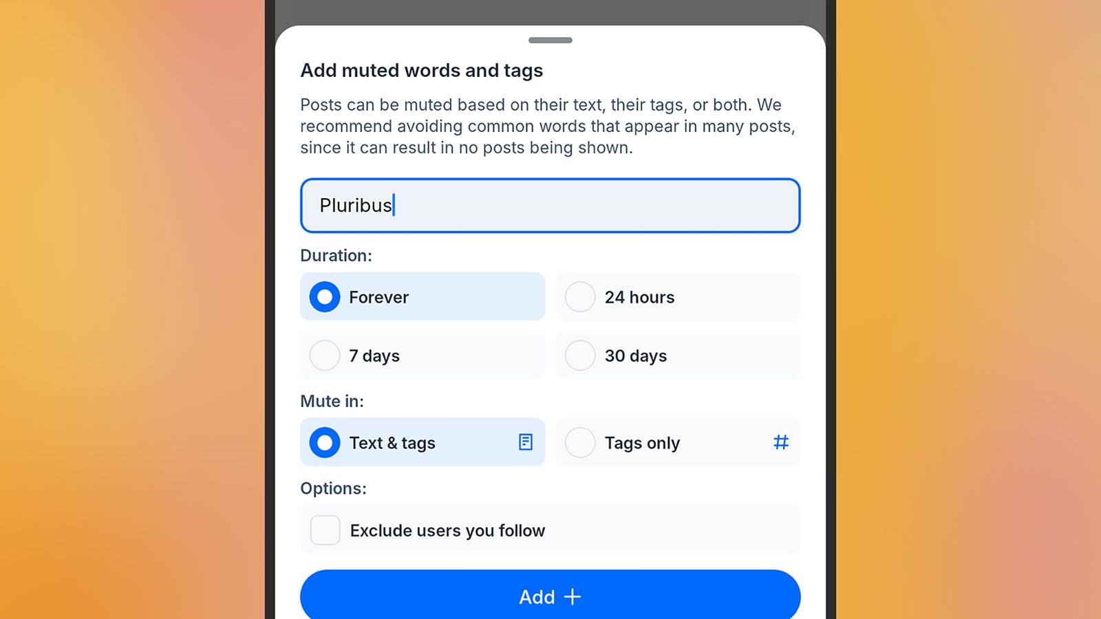 Mute words in Bluesky.