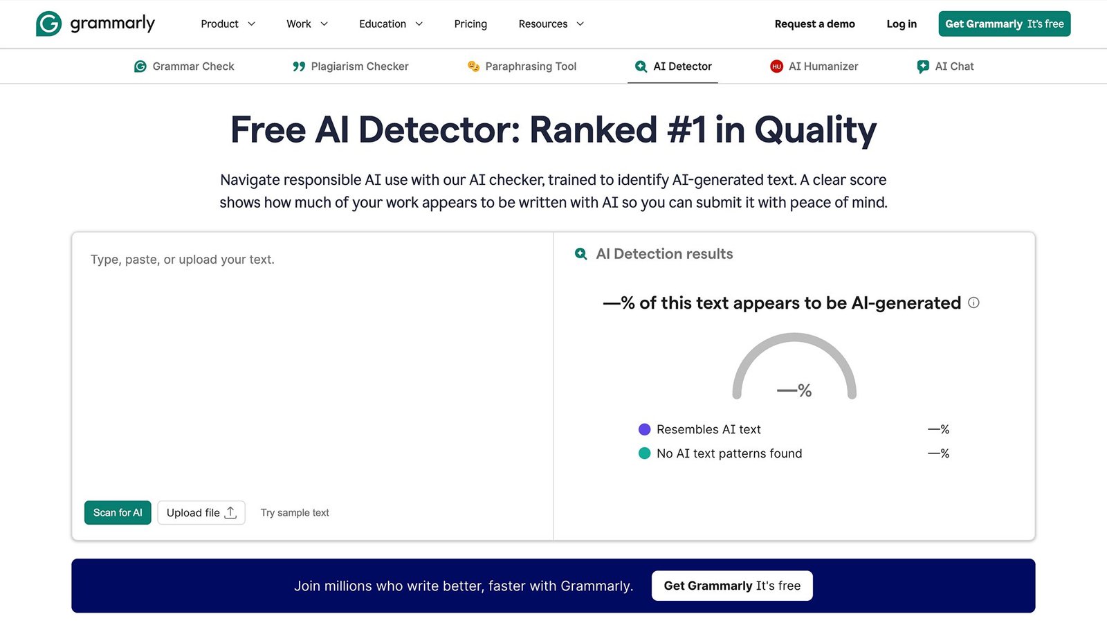 Screenshot of Grammarly AI Detector