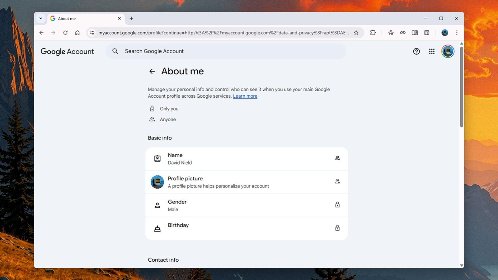 Setting up your Google profile information