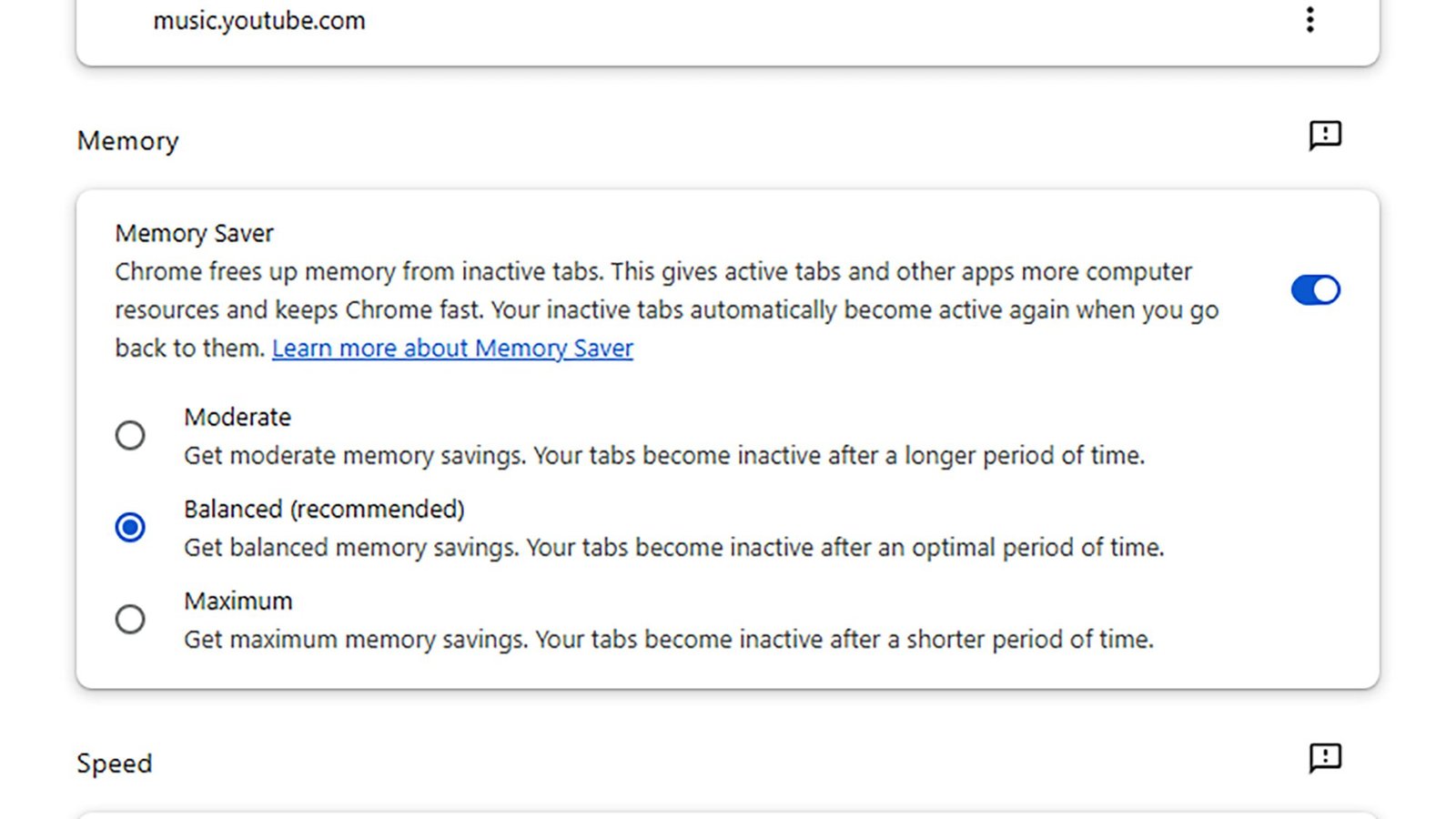 A screenshot of a Google Chrome settings page