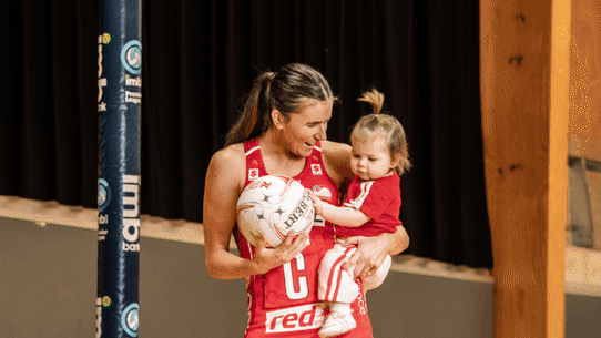 Emily Mannix and Maddy Proud with their daughters.