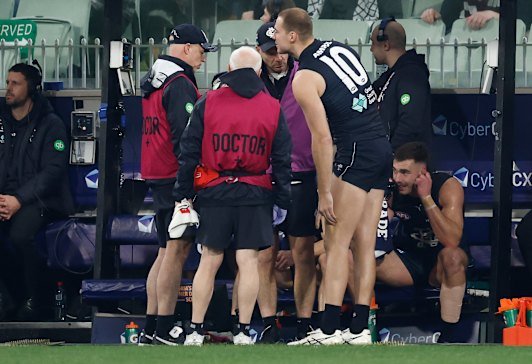 Carlton lost Harry McKay to a knee injury in the first period.