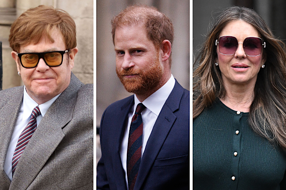 Elton John, Prince Harry and Elizabeth Hurley accused the Daily Mail of using illegal tactics, such as phone hacking, to obtain news.