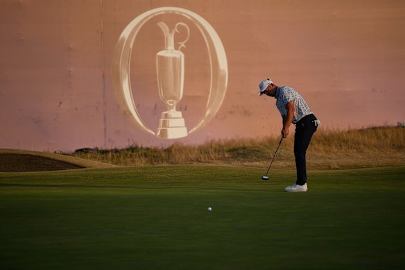 Lucas Herbert plays the 18th green during day three of the British Open.