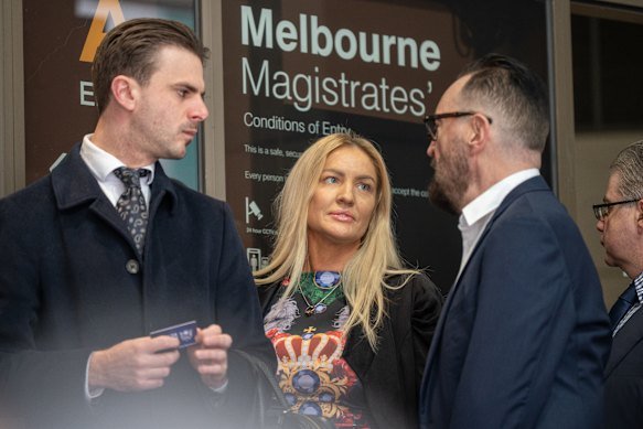 Brynne Edelsten outside the Melbourne Magistrates Court on Monday. 