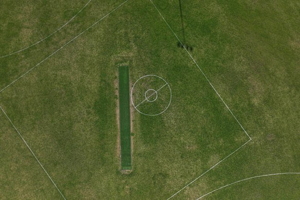 The synthetic cricket pitch at Lalor Reserve.
