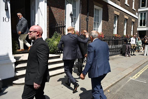 Harry is currently visiting London; Pictured, arriving at Chatham House for an Invictus Games event. 