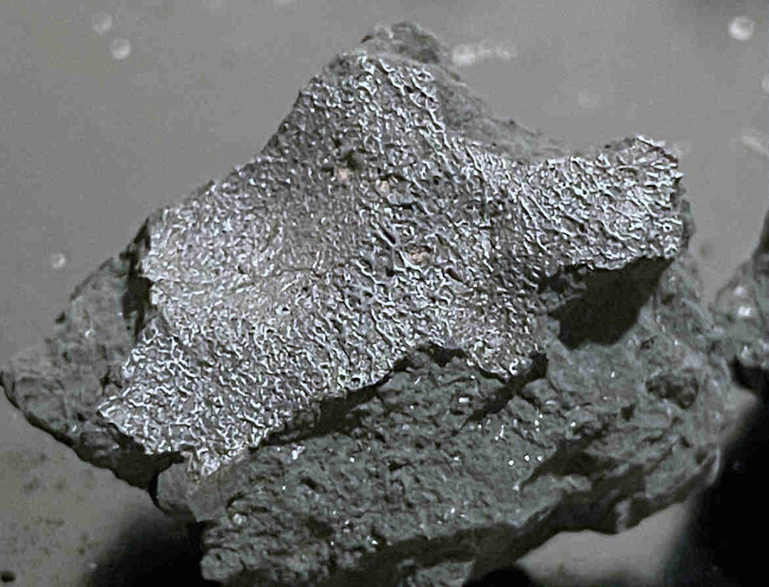 Closeup of meteorite fragment