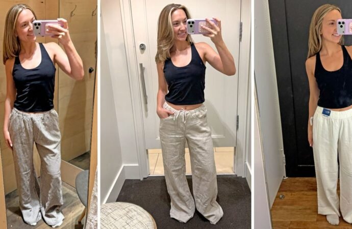 I tried on linen pants at Gap, Old Navy, and Banana Republic. There were only a couple I wouldn’t consider purchasing.