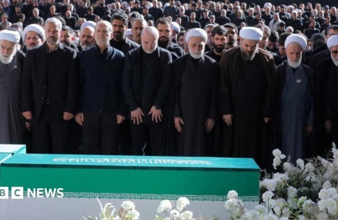 Iran’s supreme leader absent as top officials attend ayatollah’s funeral