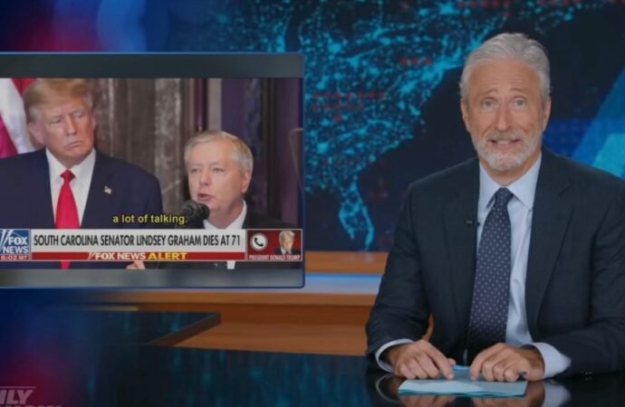 Jon Stewart criticizes Donald Trump’s reaction to Lindsey Graham’s death