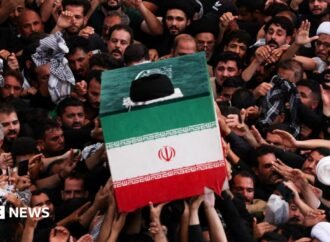 Khamenei’s coffin is carried through Shiite shrines during ceremonies in Iraq