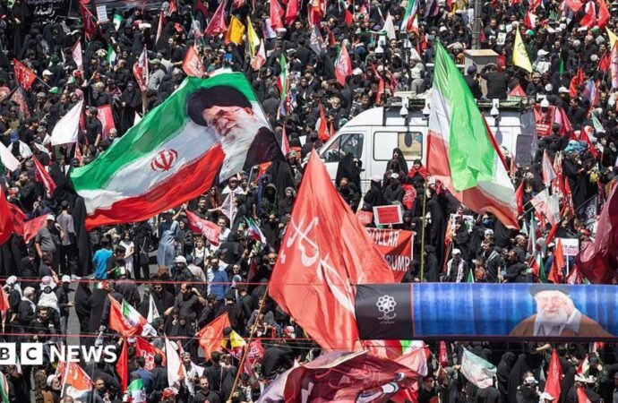 Large crowds in Mashhad for burial of Iran’s late supreme leader