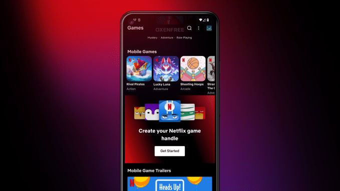 Netflix gaming screen on mobile phone