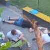 People flee as Russian attack hits near cafe in Ukraine