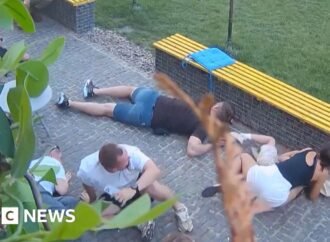 People flee as Russian attack hits near cafe in Ukraine