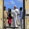 Pope urges Europe to do more for immigrants during visit to gateway island