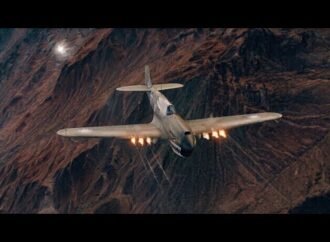 Restored World War II fighter plane tests .50-caliber machine guns
