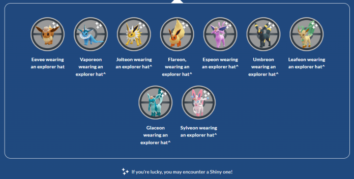 A shiny hat featuring Eevees will be available during the event.