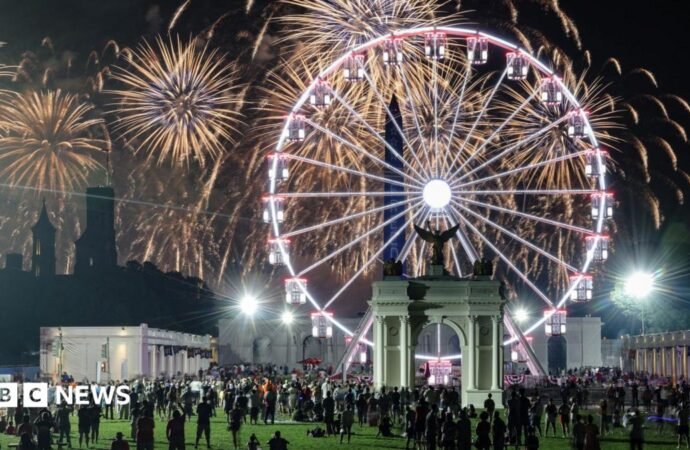 The United States celebrates its 250th birthday with fireworks, flyovers and soccer