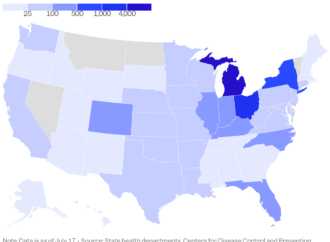 This map shows parasitic diarrhea hotspots in the U.S., with five states recording the largest spikes in confirmed cases.