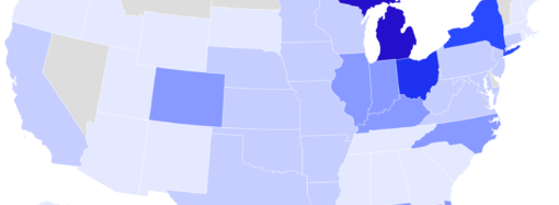 This map shows parasitic diarrhea hotspots in the U.S., with five states recording the largest spikes in confirmed cases.