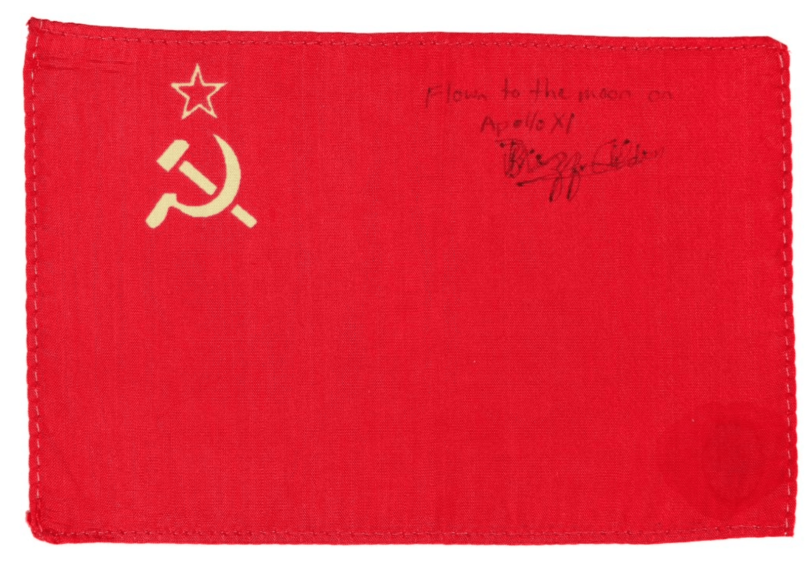 a red flag of the USSR waving in space