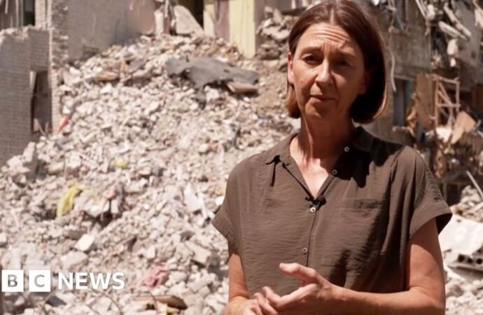 Watch: BBC at the scene of deadly Russian apartment attack in Kyiv