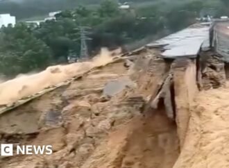 Watch: Fatal flooding from Typhoon Maysak breached dam wall in China