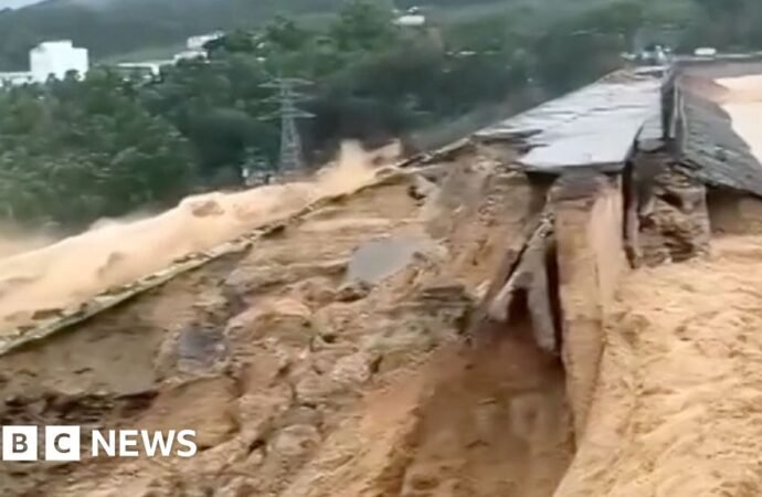 Watch: Fatal flooding from Typhoon Maysak breached dam wall in China