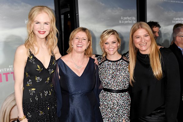 Older sister Liane Moriarty (second from left), with Nicole Kidman, Reese Witherspoon and producer Bruna Papandrea at the HBO's Big Little Lies afterparty in Hollywood in 2017.