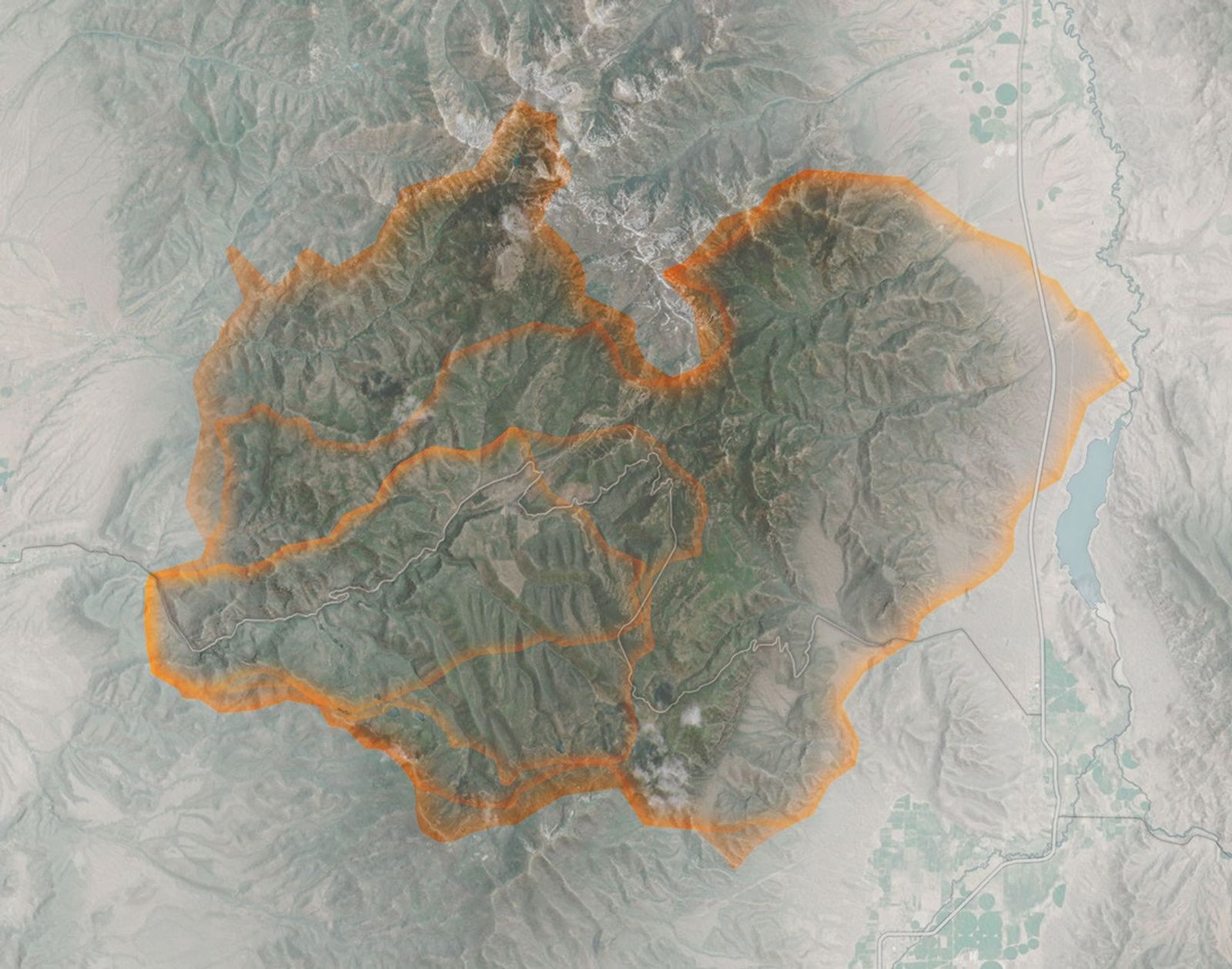 An animation shows the spread of the fire between June 23 and July 7, with the area burned by the fire starting as a small patch near Beaver, Utah, then spreading north, east and south.
