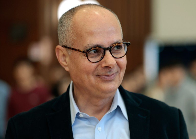 Omar Yaghi smiles during an event celebrating the 2025 Nobel Prize.