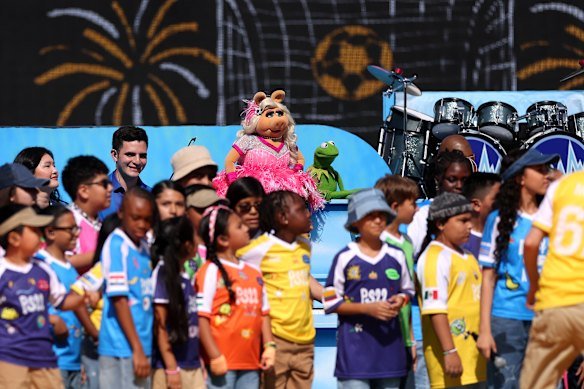 Miss Piggy, Kermit the Frog and other Muppets performed during the halftime show.