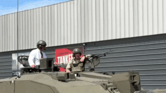 King Charles III travels in an HP Challenger 2 GIF main battle tank