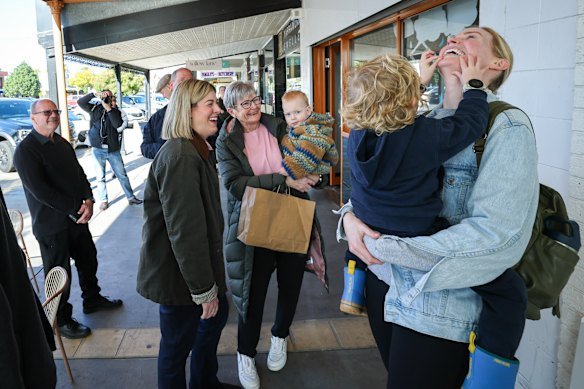 Opposition Leader Jess Wilson last week on the streets of Yarrawonga as part of her tour of each Victorian electorate.
