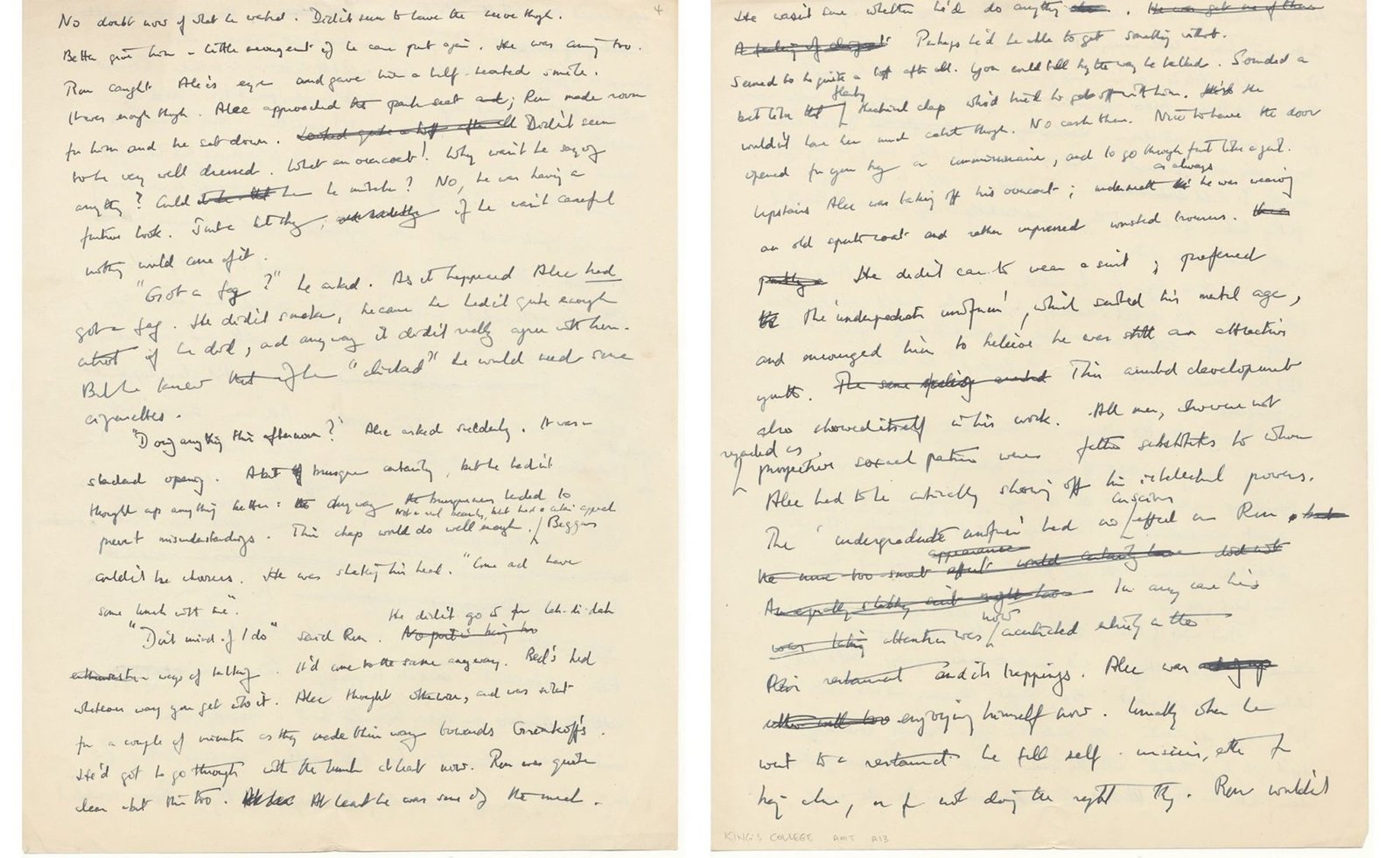Two pages of fiction handwritten by Alan Turing