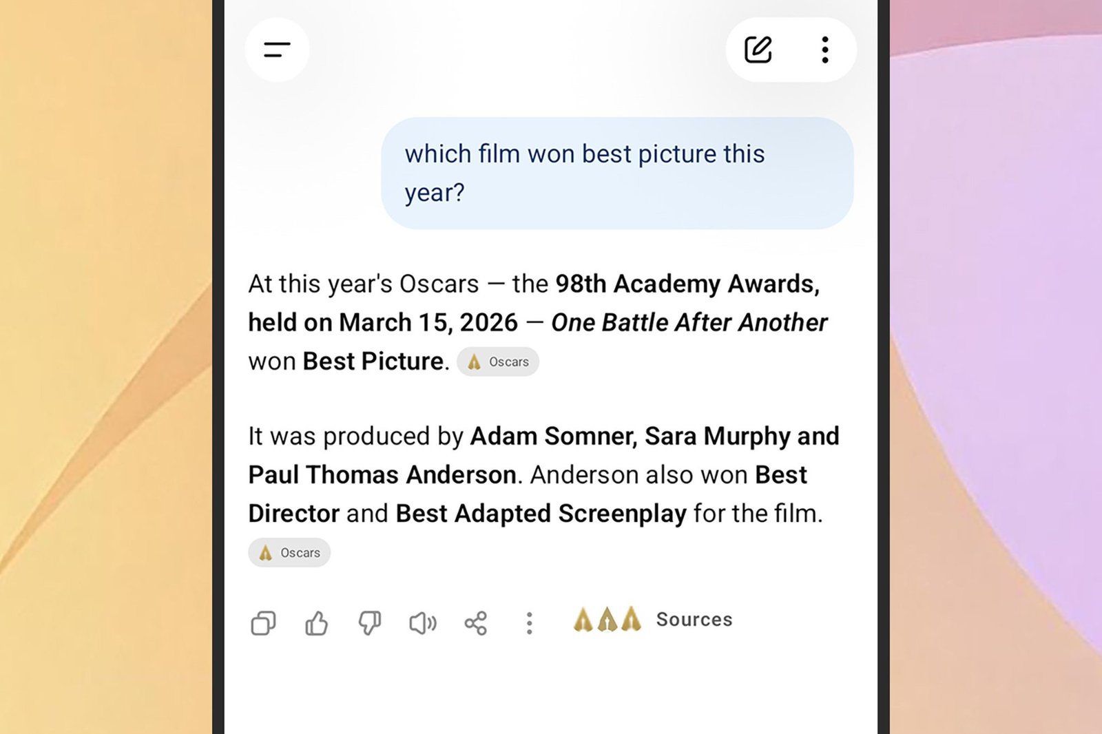 A screencap of an AI search