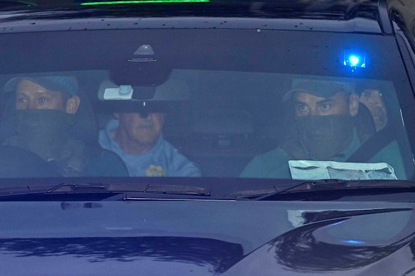 Kinahan, back right, leaving court in Dublin on Sunday.
