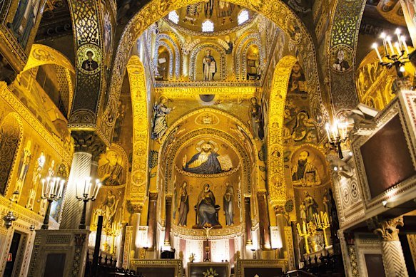 Palermo’s stunning 12th century Palatine Chapel is a mix of Byzantine, Norman, and Fatimid architectural styles .