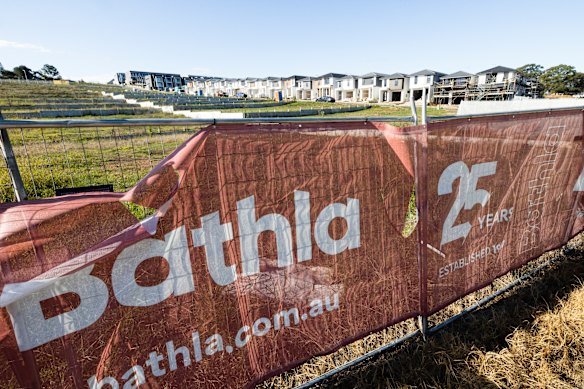 A Bathla construction site at the corner of Cosmos Way and Hynds Road in Box Hill in Sydney’s outer north-west.
