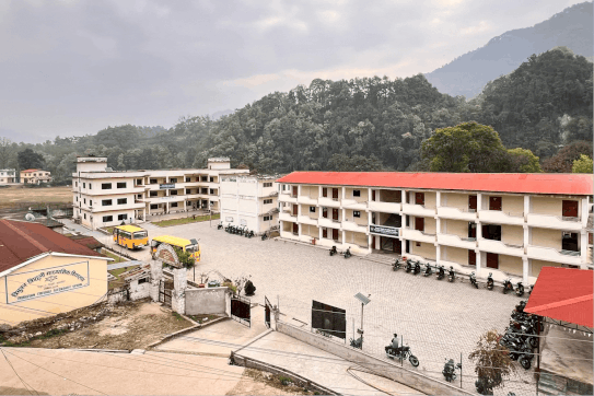 Before and after the flash floods destroyed the Tribhuvan Trishuli secondary school in Nuwakot.