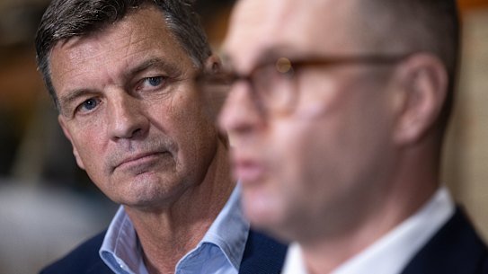 Opposition Leader Angus Taylor and housing spokesman Andrew Bragg.
