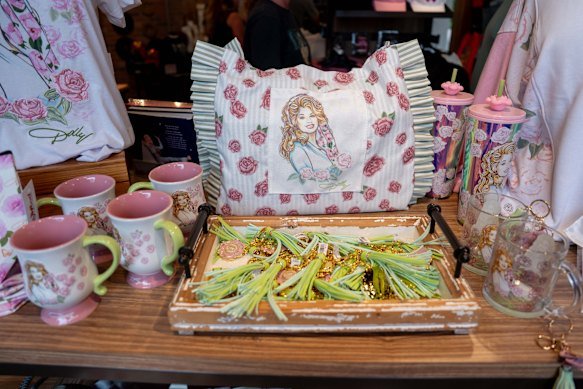 Dolly Parton memorabilia on sale at the theme park gift shop.