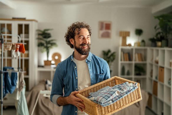 Putting your mess in a basket saves it from piling up somewhere else.